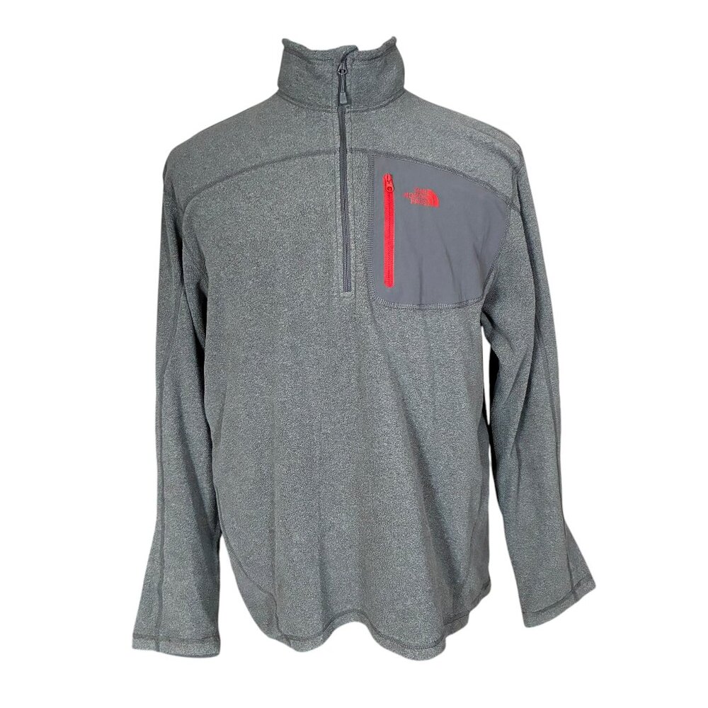 The North Face Men's Gray 1/4 Zip Fleece Pullover Sweatshirt Large